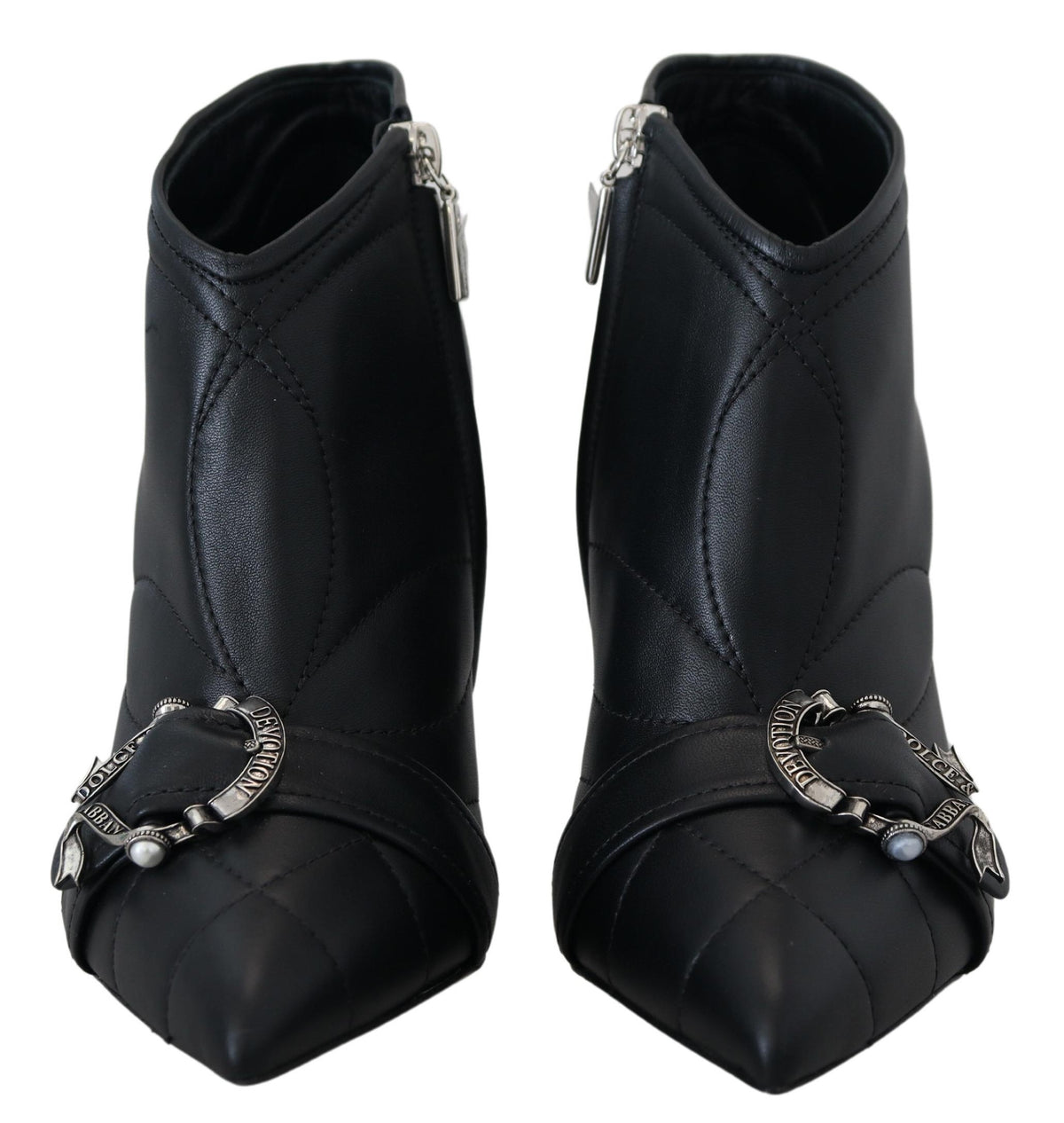 Bottines élégantes en cuir matelassé noir Dolce &amp; Gabbana