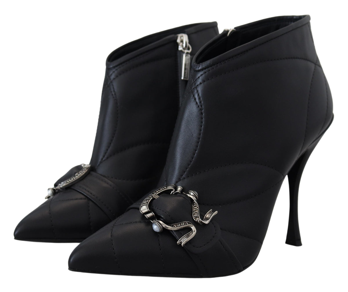 Bottines élégantes en cuir matelassé noir Dolce &amp; Gabbana