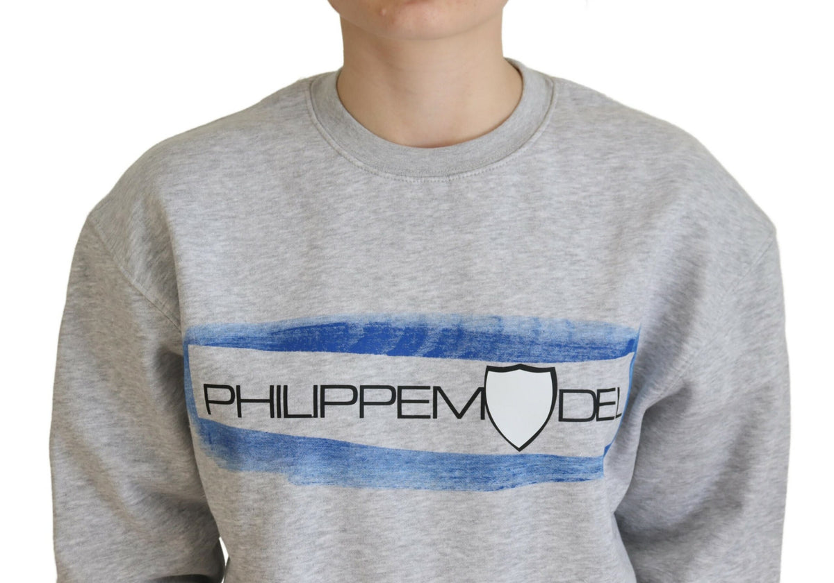 Pull élégant en coton imprimé gris Philippe Model