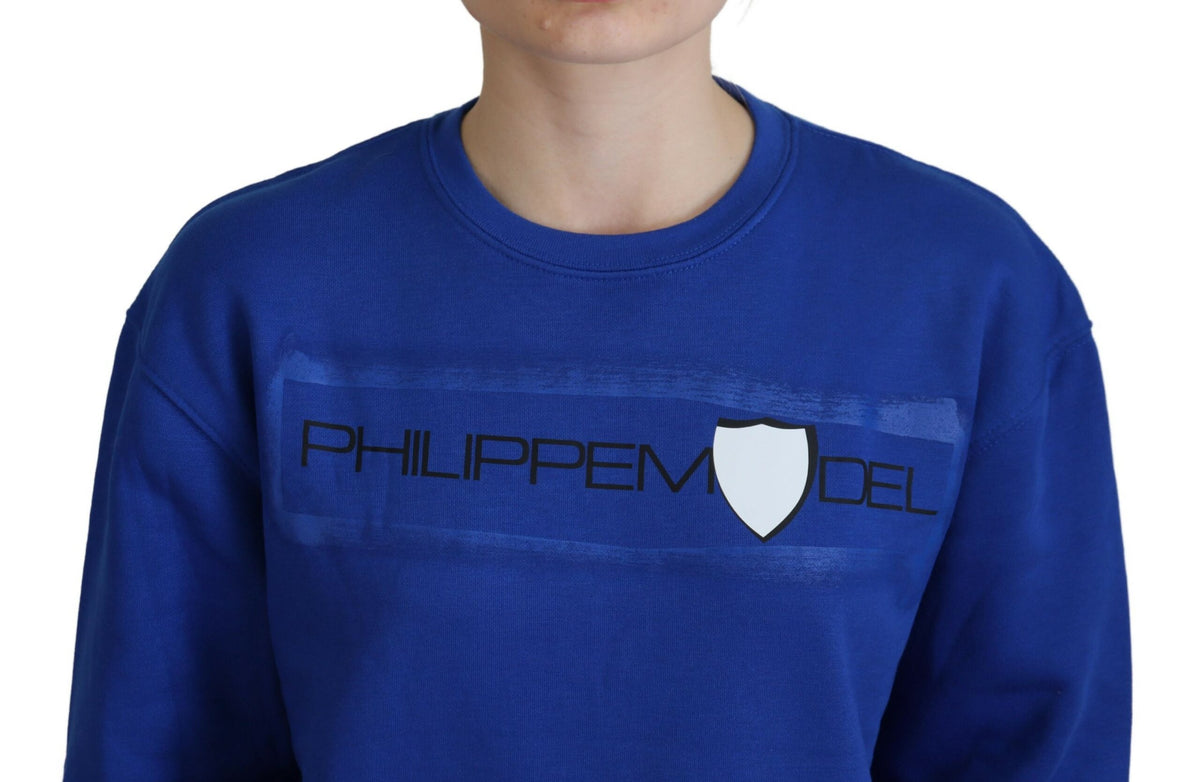 Pull à manches longues bleu imprimé chic Philippe Model