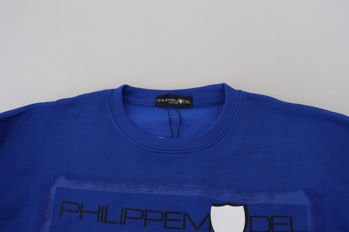 Pull à manches longues bleu imprimé chic Philippe Model