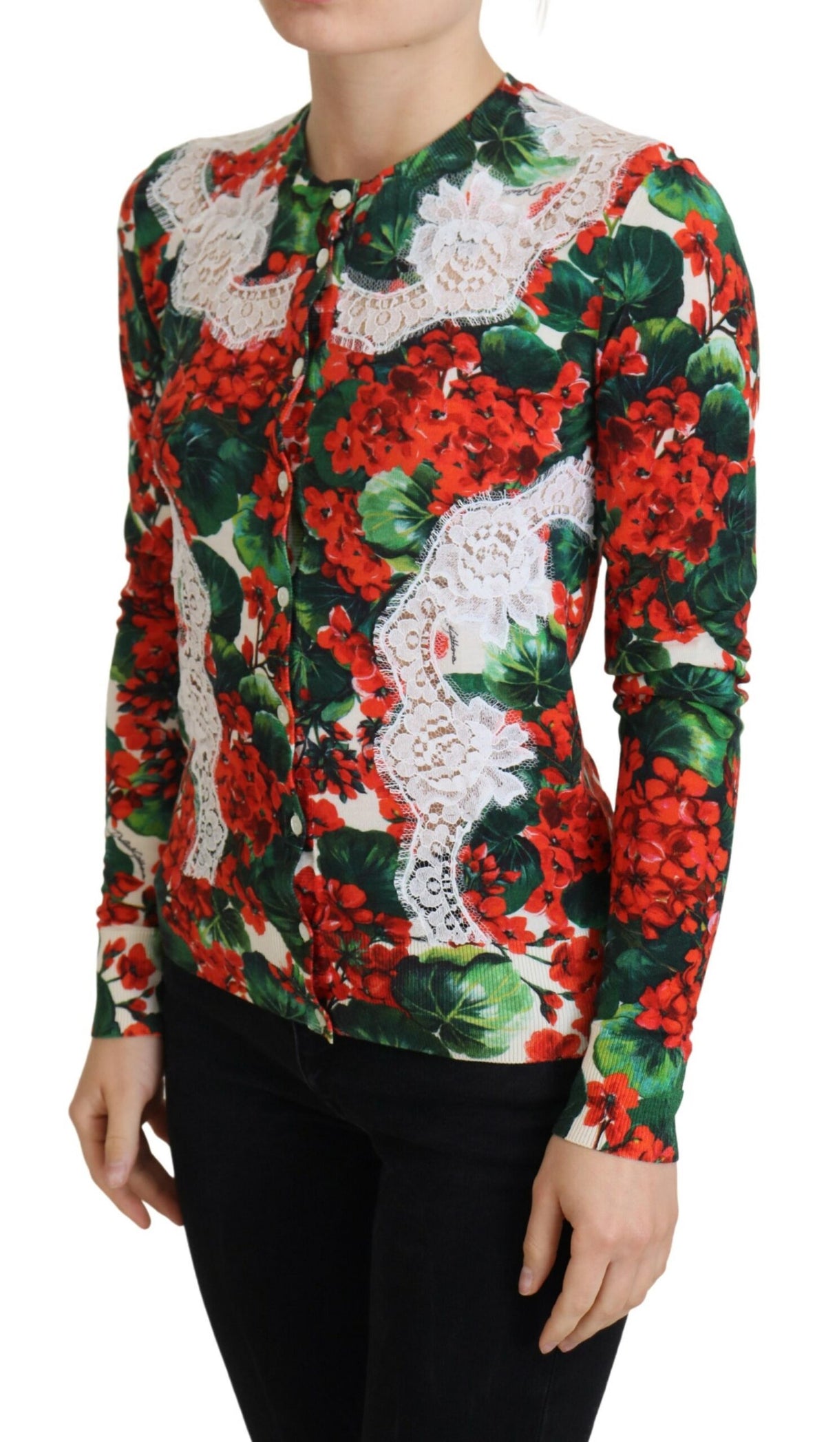 Cardigan ras du cou fleuri élégant Dolce &amp; Gabbana