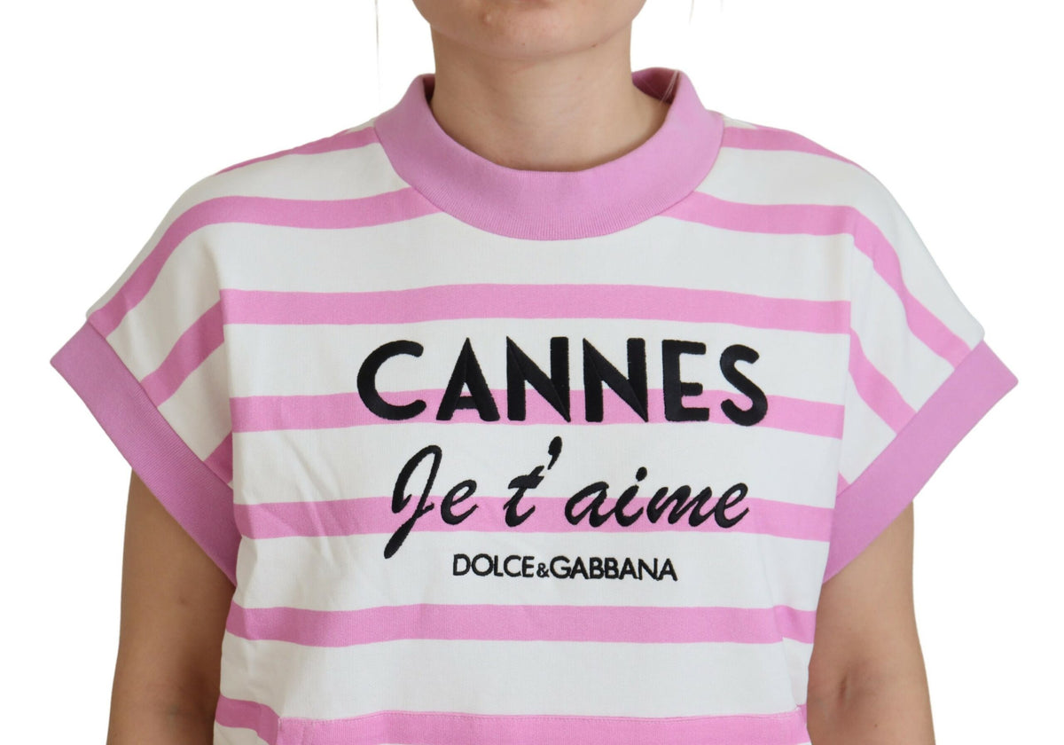 T-shirt ras du cou en coton rayé exclusif à Dolce &amp; Gabbana