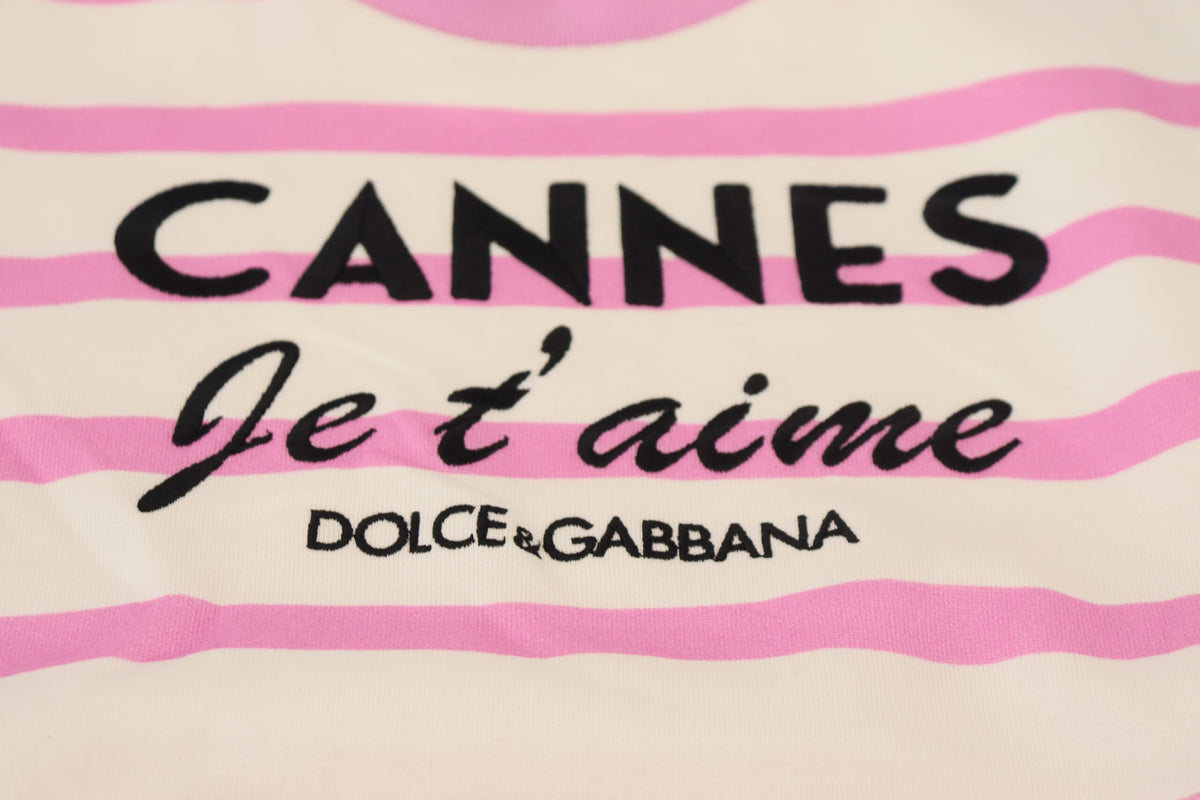 Camiseta de cuello redondo de algodón a rayas exclusiva de Dolce &amp; Gabbana