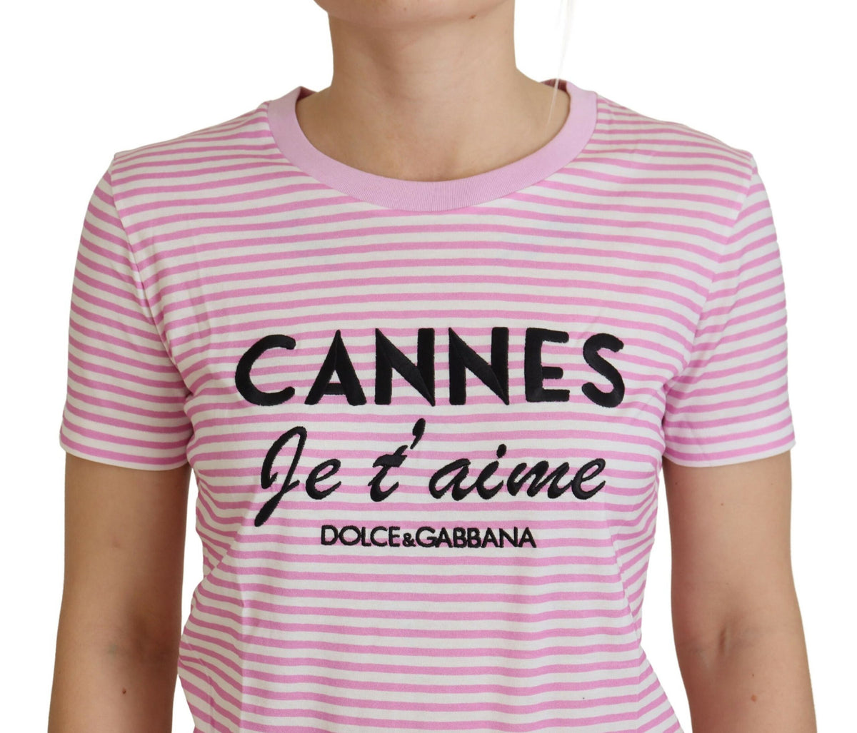 T-shirt en coton rayé Love Affair exclusif à Dolce &amp; Gabbana