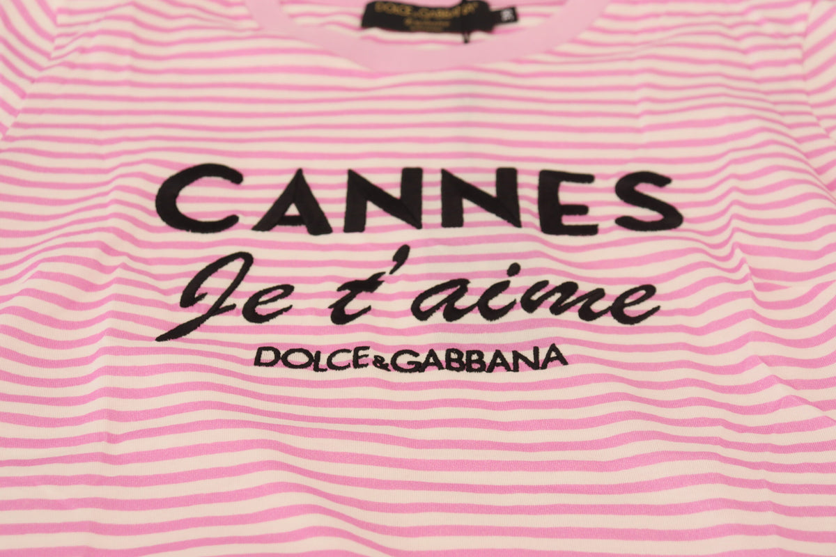 Camiseta de algodón con rayas Love Affair exclusiva de Dolce &amp; Gabbana