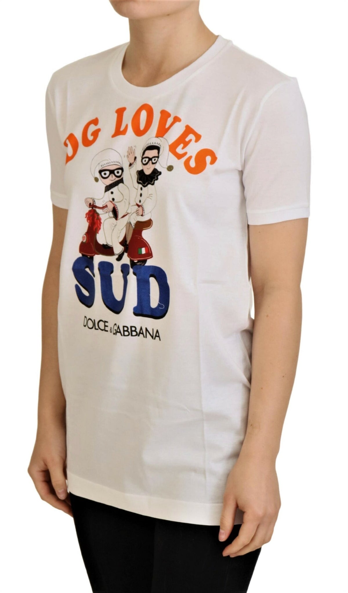 T-shirt ras du cou blanc élégant Dolce &amp; Gabbana avec imprimé coloré