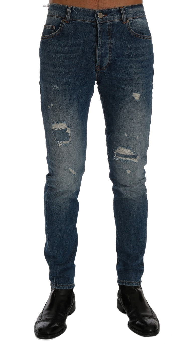 Jean slim bleu coupe slim en denim italien Frankie Morello