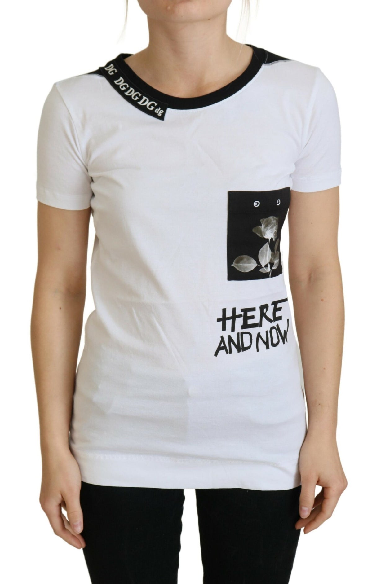 T-shirt en coton monochrome chic « Here and Now » de Dolce &amp; Gabbana