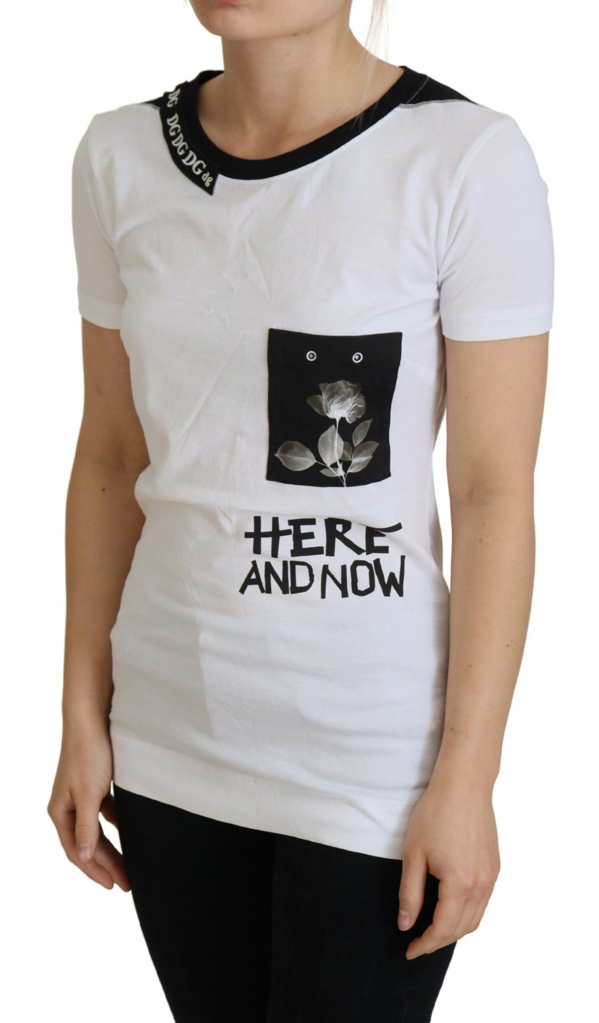 T-shirt en coton monochrome chic « Here and Now » de Dolce &amp; Gabbana