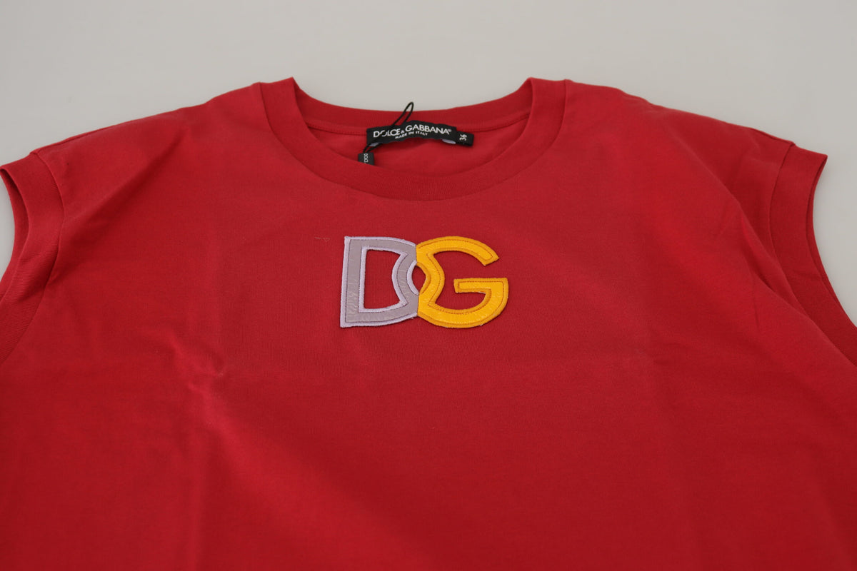 Elegante camiseta sin mangas de algodón roja de Dolce &amp; Gabbana