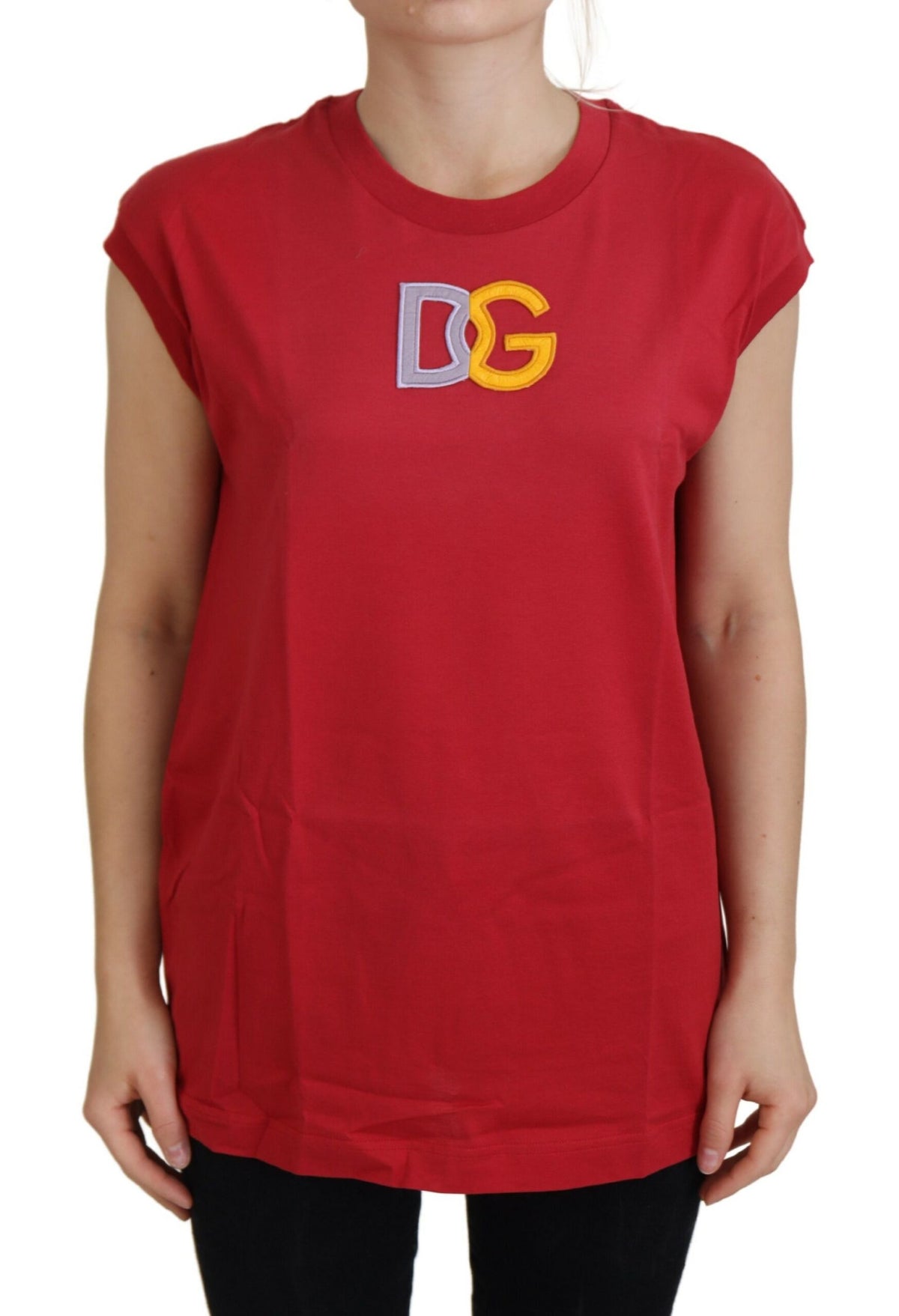 Elegante camiseta sin mangas de algodón roja de Dolce &amp; Gabbana