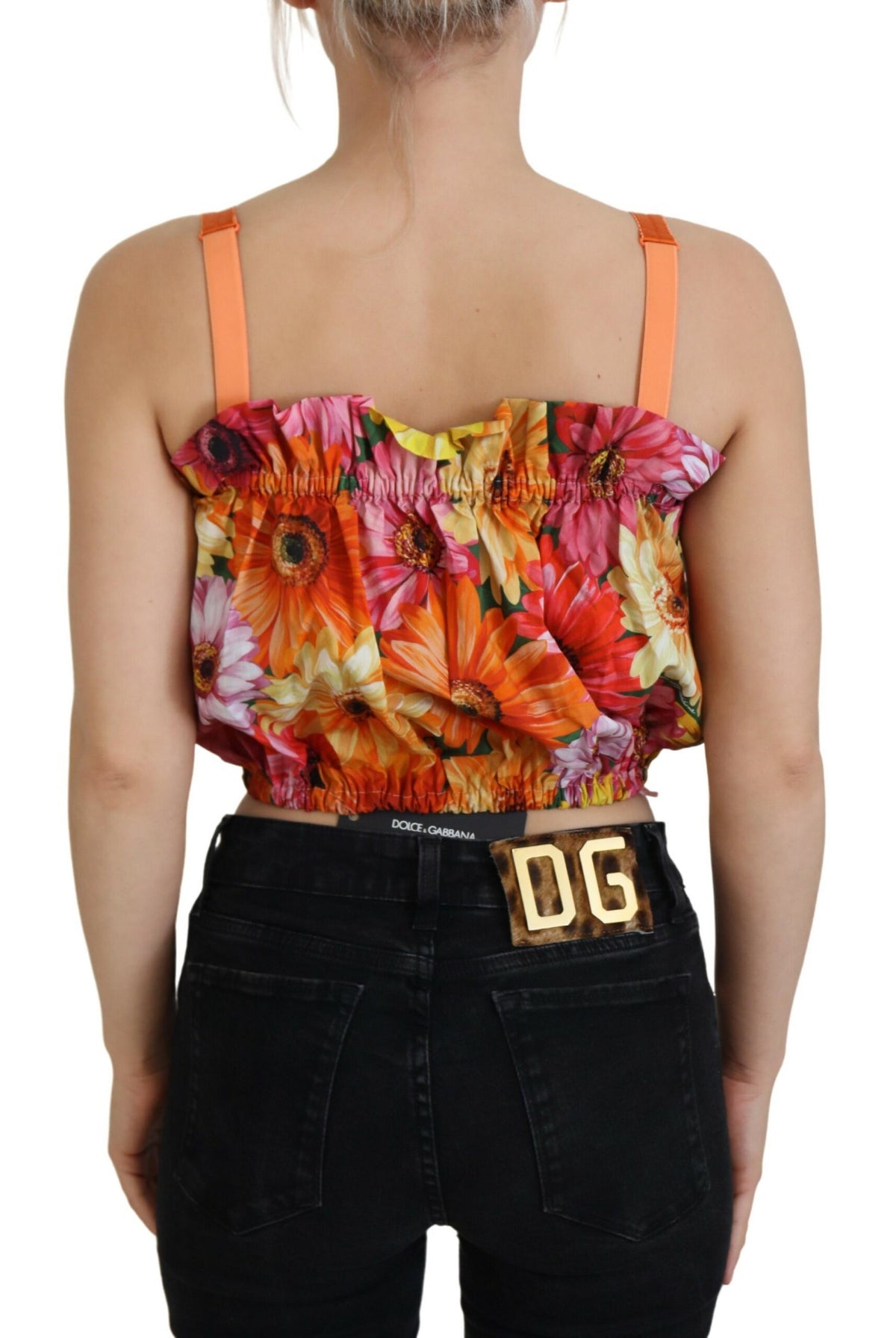 Top corto sin mangas con estampado floral elegante de Dolce &amp; Gabbana