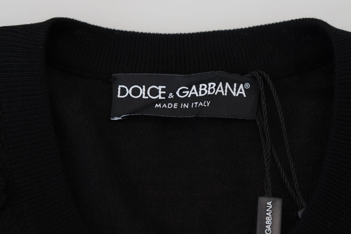 Pull cardigan élégant en dentelle florale noire Dolce &amp; Gabbana