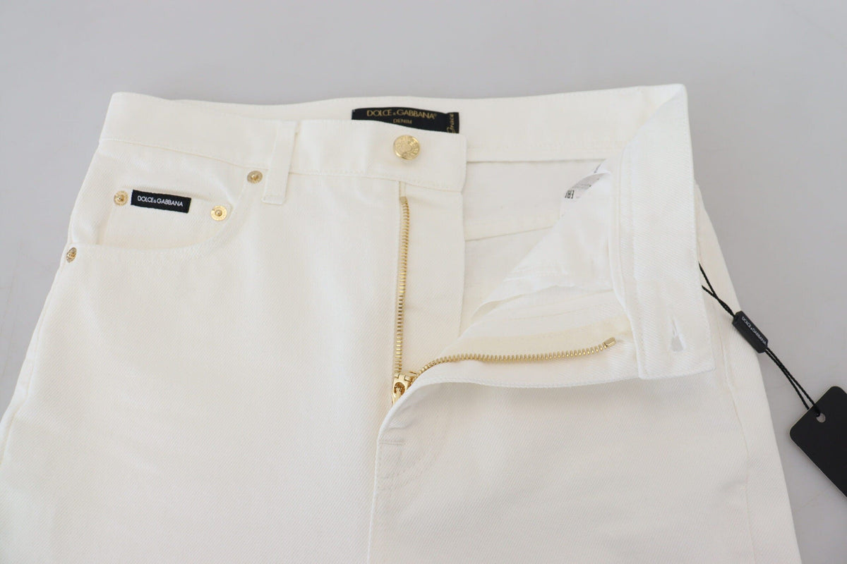 Jean slim taille haute Dolce &amp; Gabbana Svelte en blanc cassé