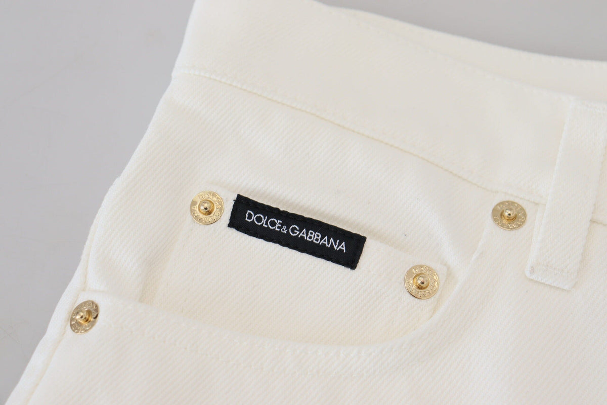 Jean slim taille haute Dolce &amp; Gabbana Svelte en blanc cassé