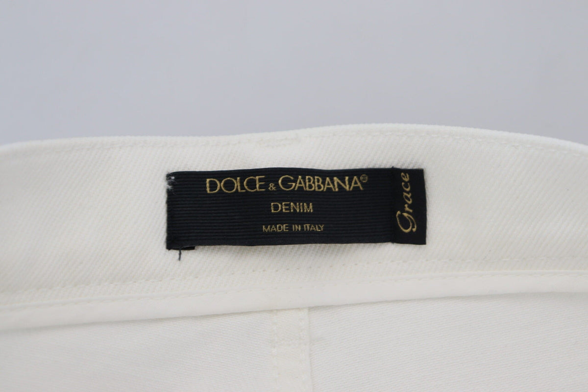 Jean slim taille haute Dolce &amp; Gabbana Svelte en blanc cassé