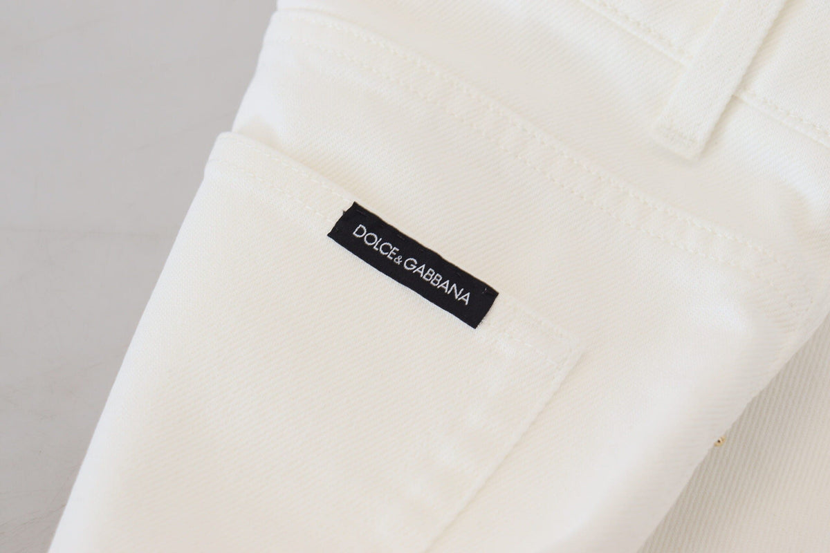 Dolce & Gabbana Svelte High Waist Slim Jeans in Off White