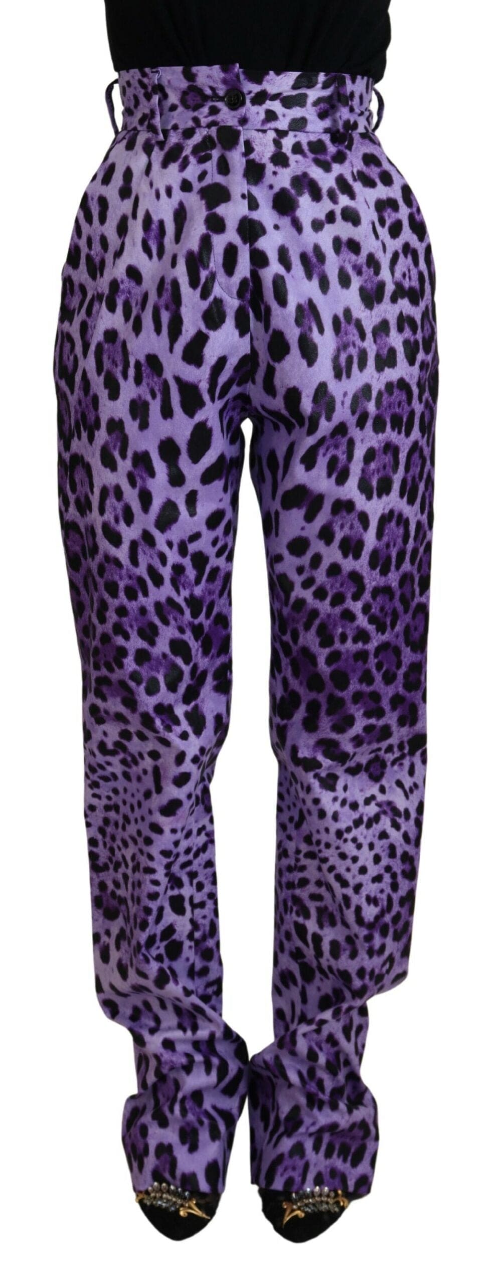 Pantalon droit taille haute violet élégant Dolce &amp; Gabbana