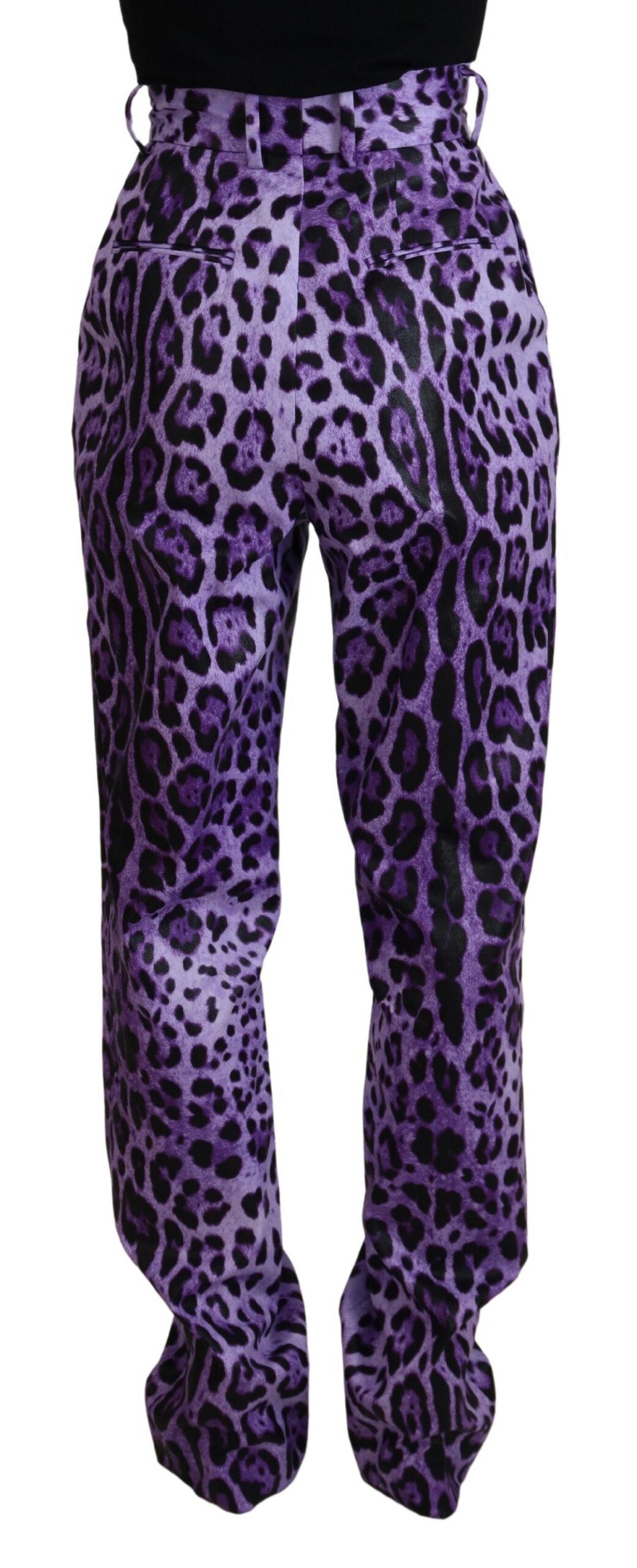 Pantalones rectos elegantes de talle alto de color morado de Dolce &amp; Gabbana