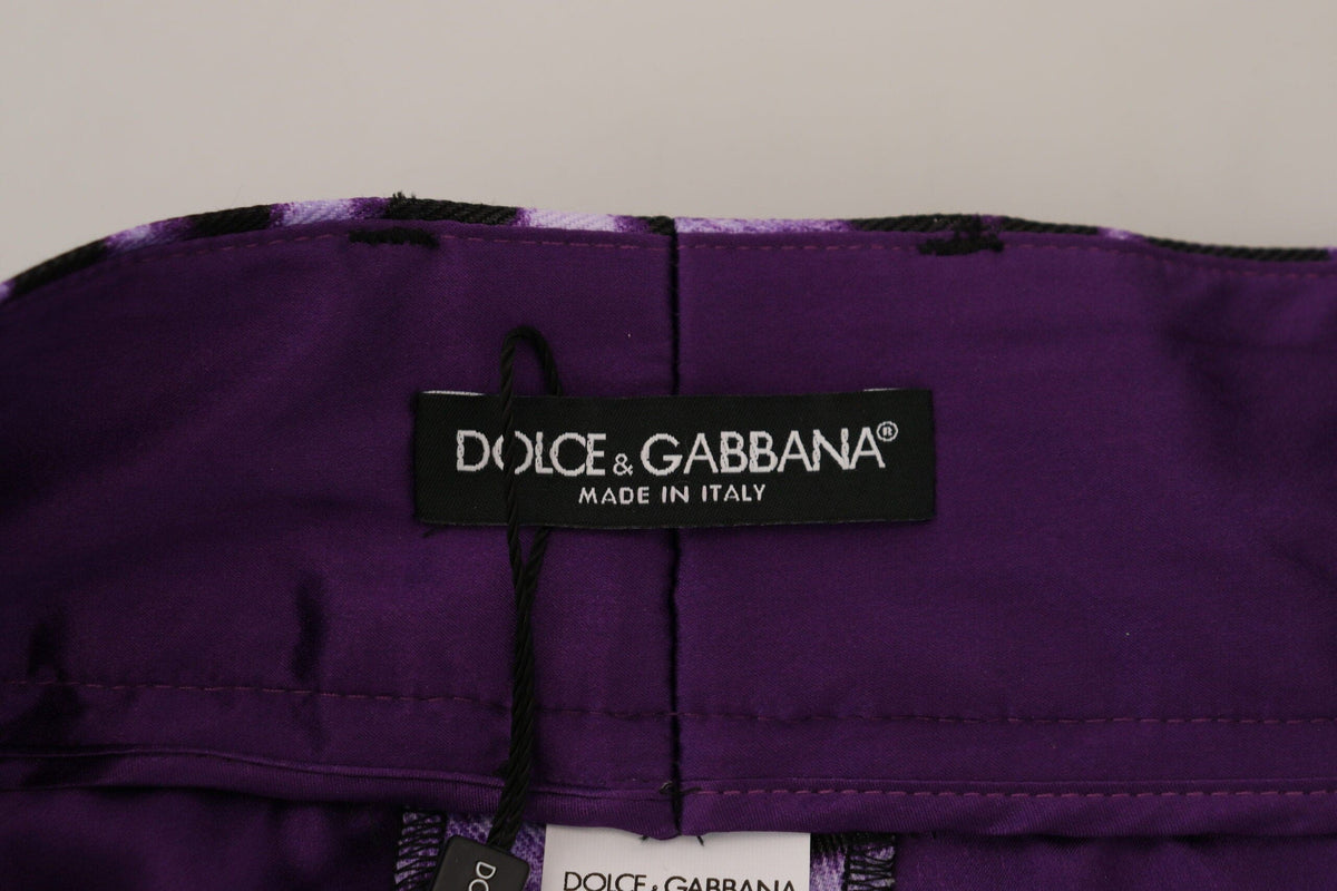 Pantalones rectos elegantes de talle alto de color morado de Dolce &amp; Gabbana