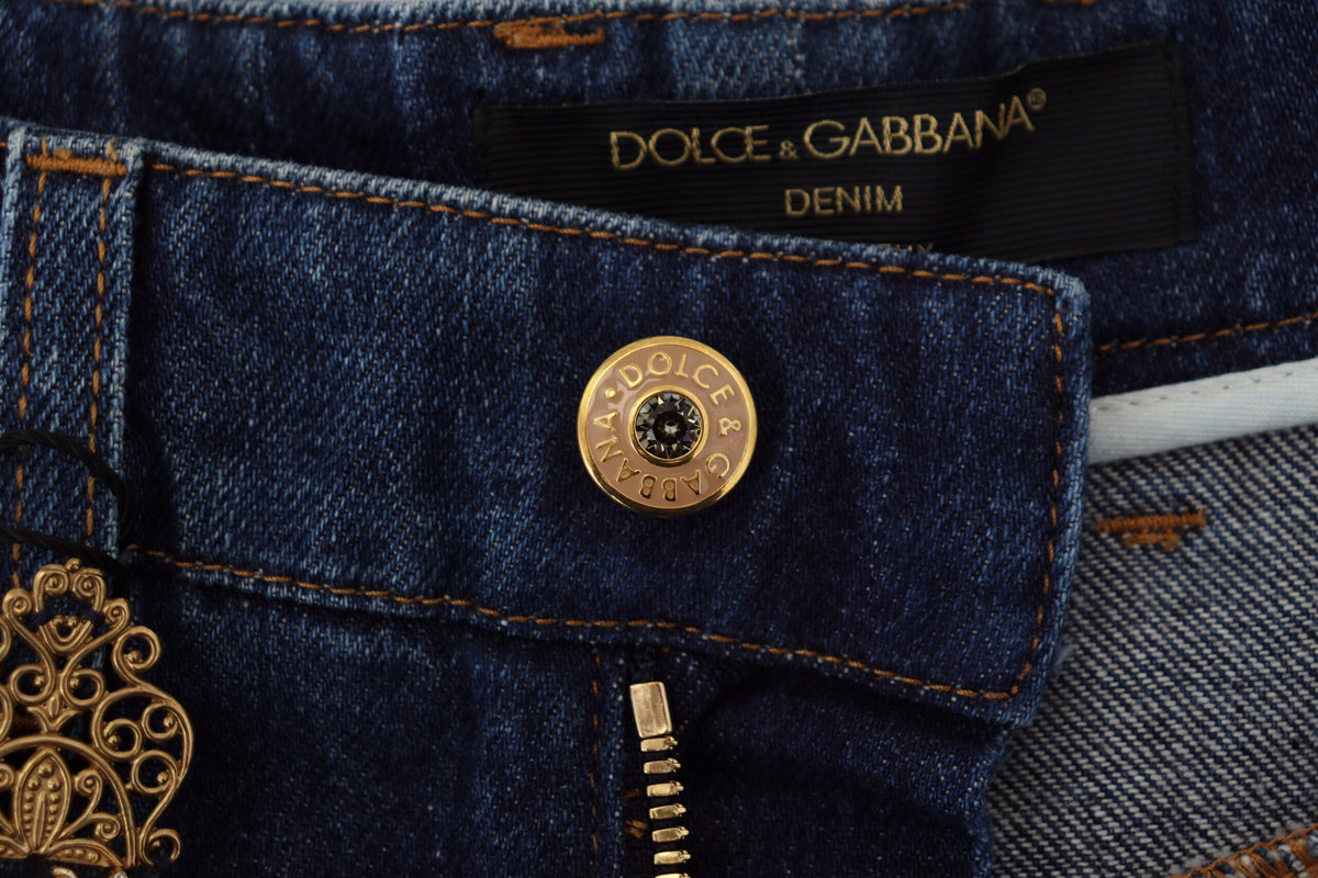 Vaqueros de diseño de pierna recta con adornos de Dolce &amp; Gabbana