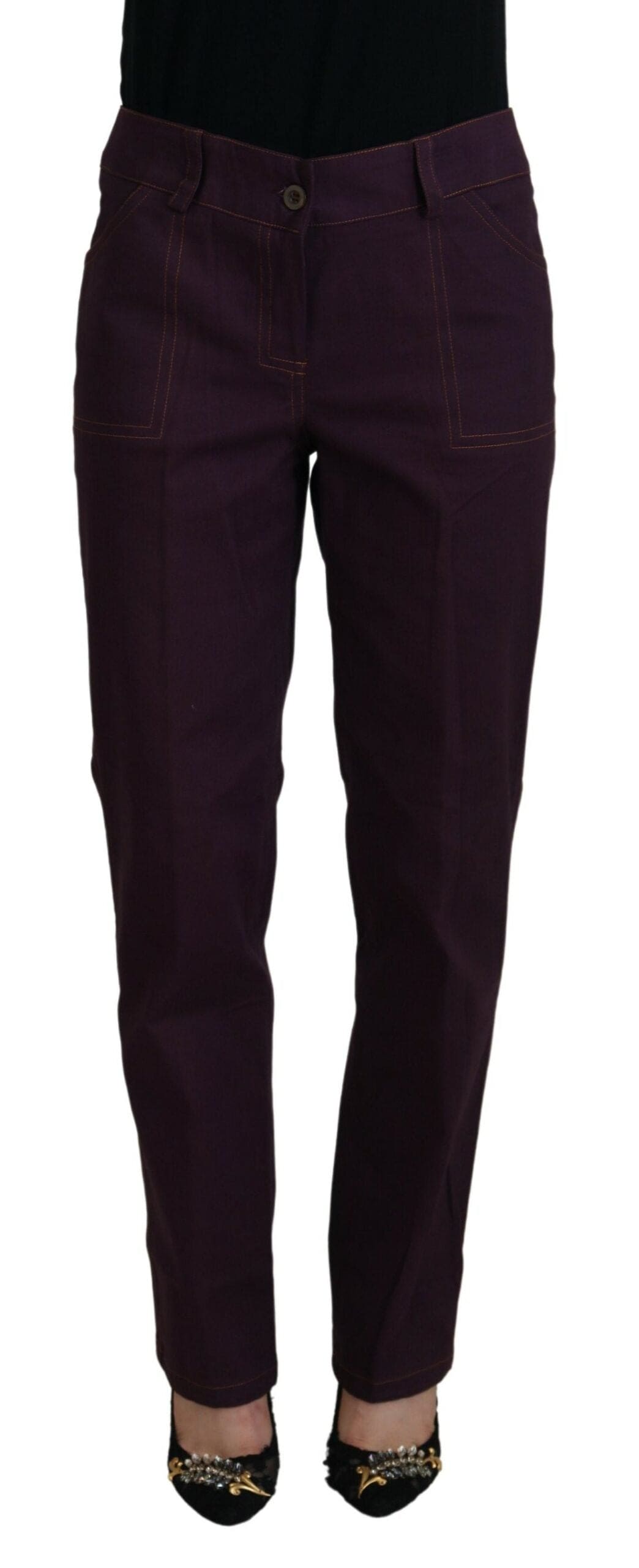 Pantalon élégant fuselé en coton violet BENCIVENGA