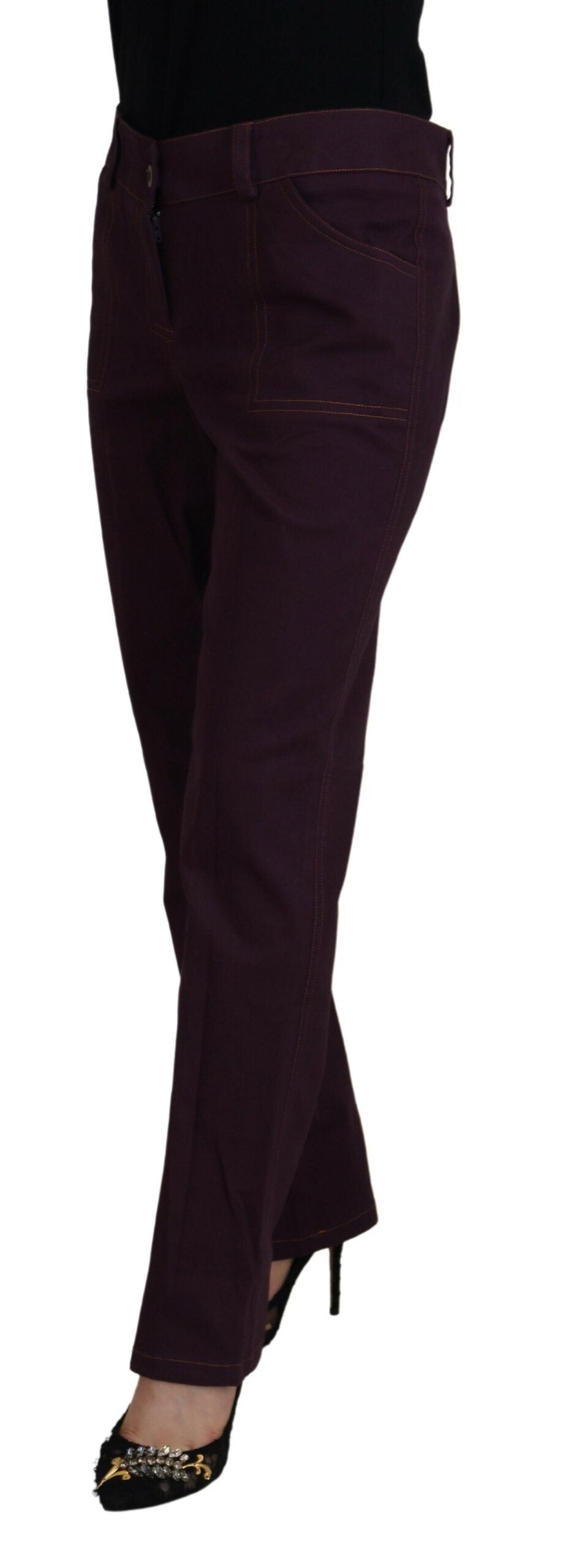 Pantalon élégant fuselé en coton violet BENCIVENGA