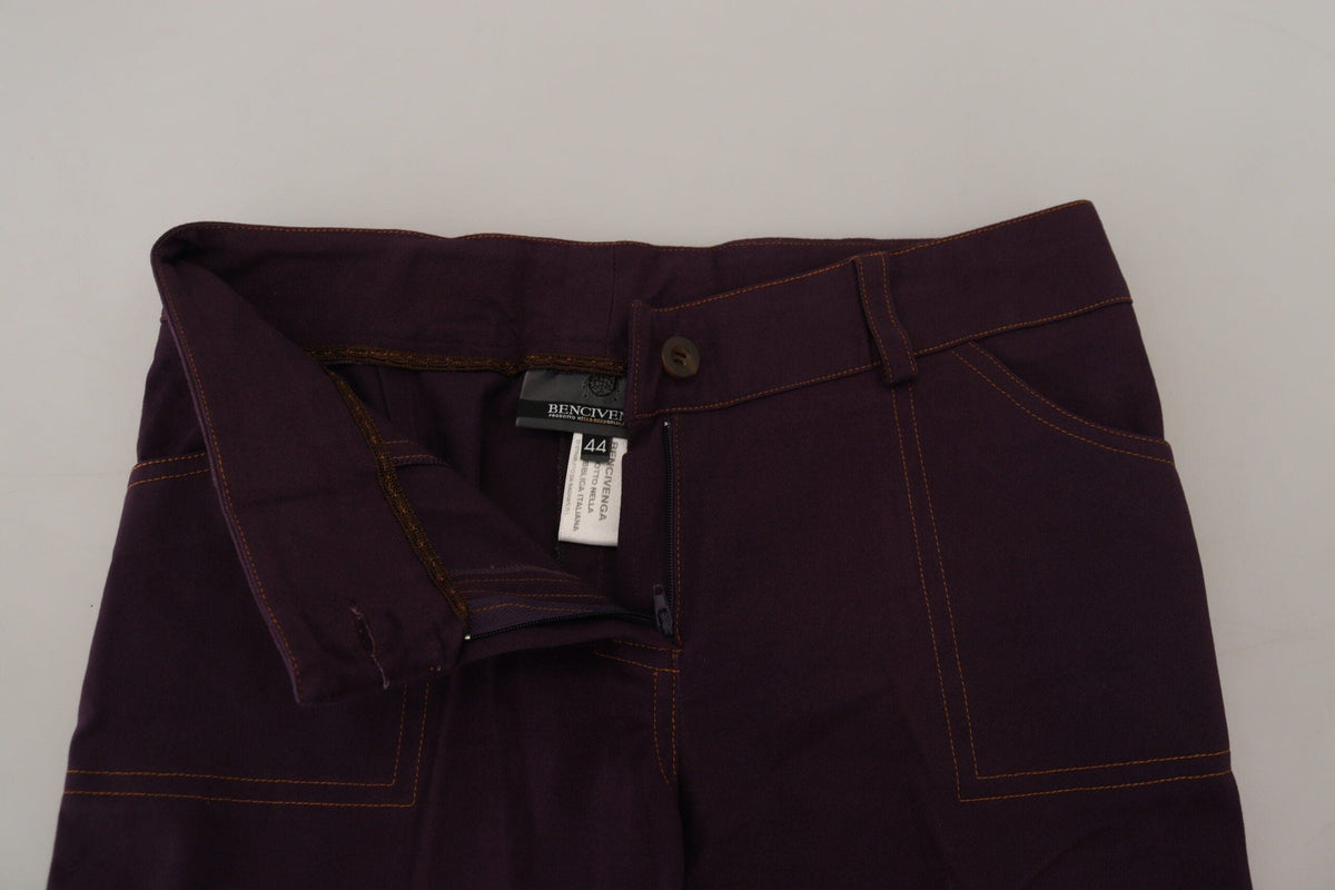 BENCIVENGA Pantalones elegantes de algodón morado con corte cónico