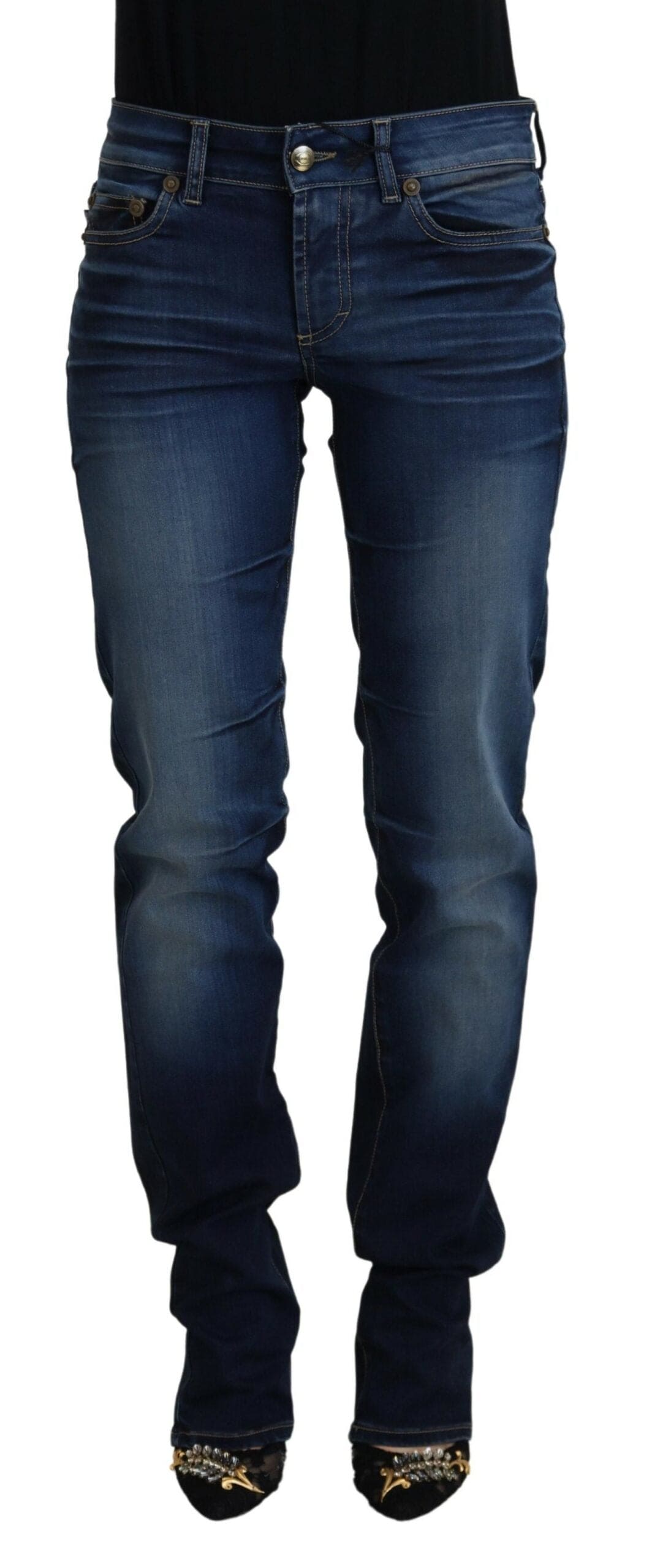 Pantalon en jean taille basse chic Just Cavalli en bleu