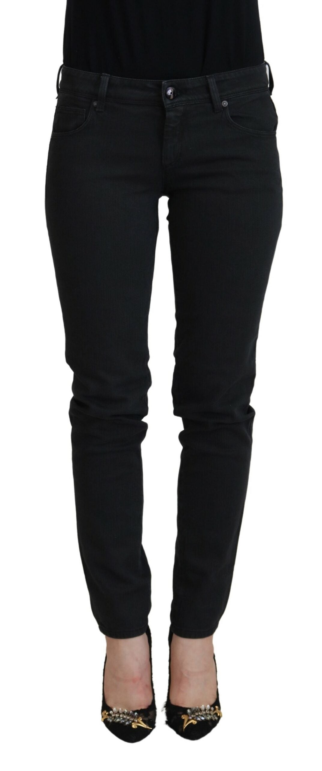 Jean skinny taille basse noir chic Ermanno Scervino