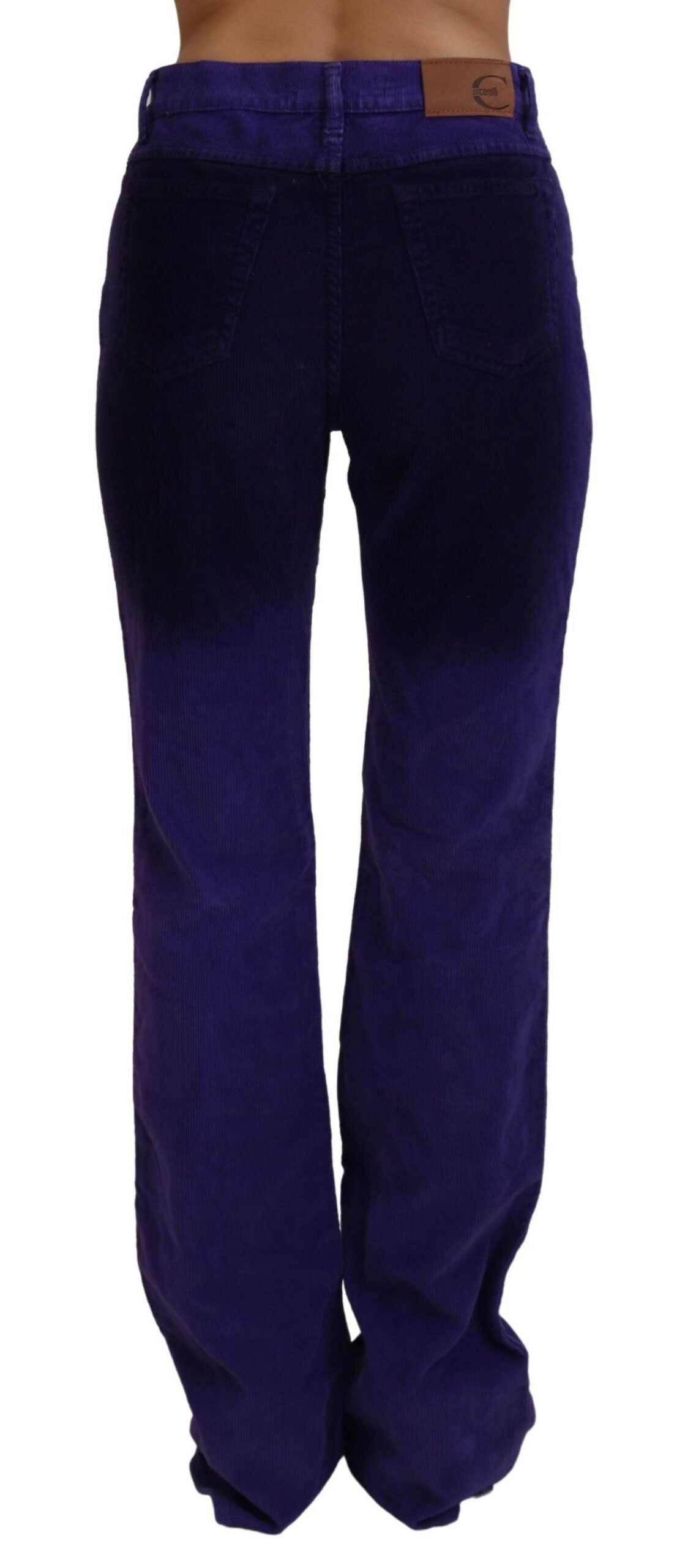 Pantalones rectos elegantes de pana color morado de Just Cavalli