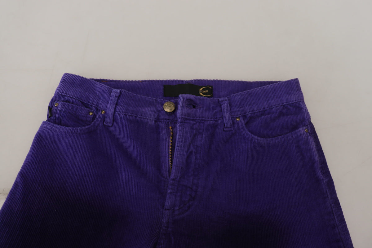 Just Cavalli Elegant Purple Corduroy Straight Fit Pants