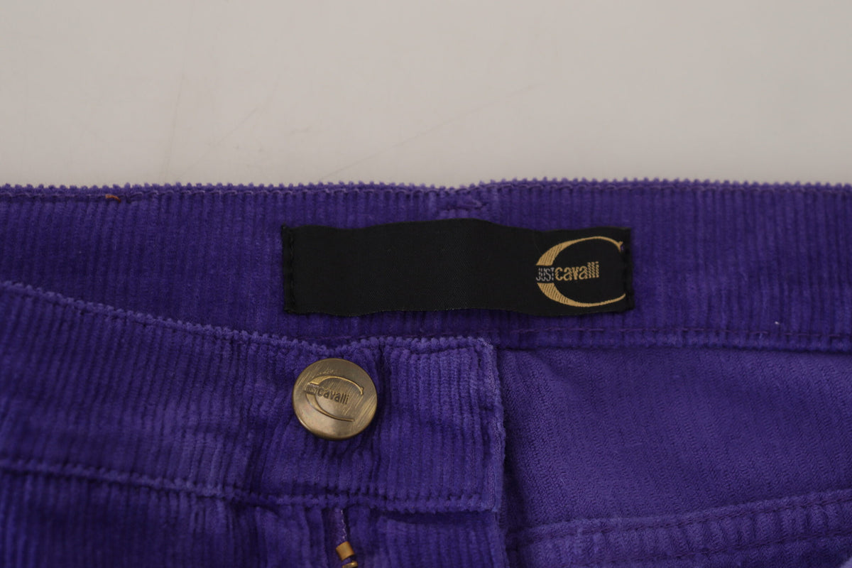 Pantalones rectos elegantes de pana color morado de Just Cavalli