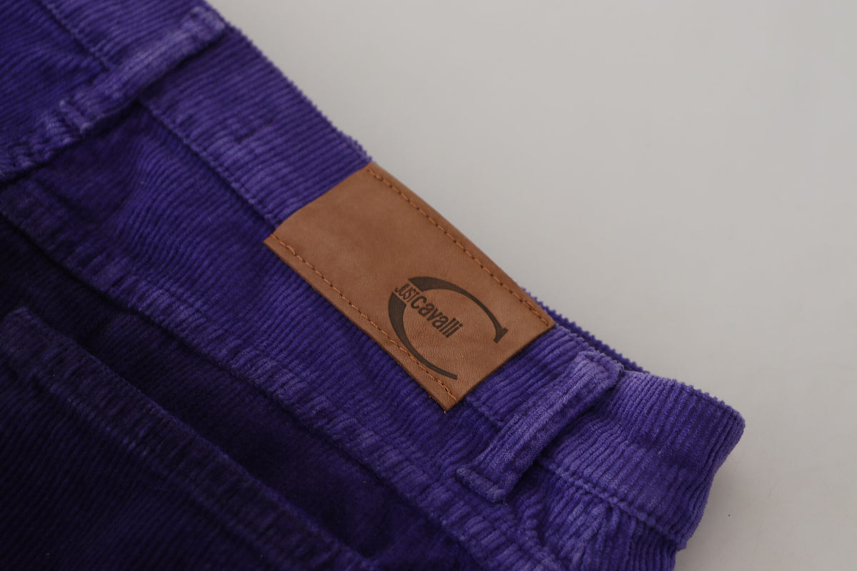 Pantalones rectos elegantes de pana color morado de Just Cavalli