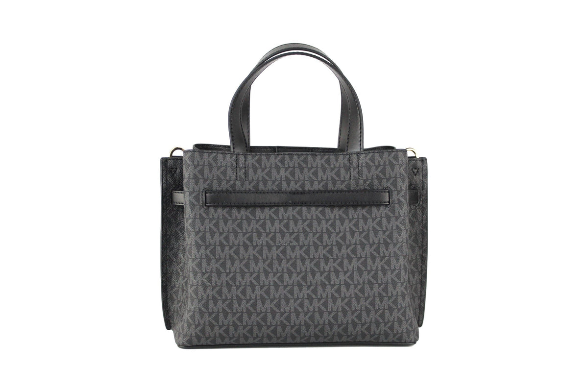 Sac à main à bandoulière Michael Kors Emilia Small Signature en PVC noir