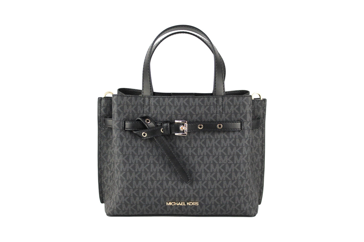 Sac à main à bandoulière Michael Kors Emilia Small Signature en PVC noir