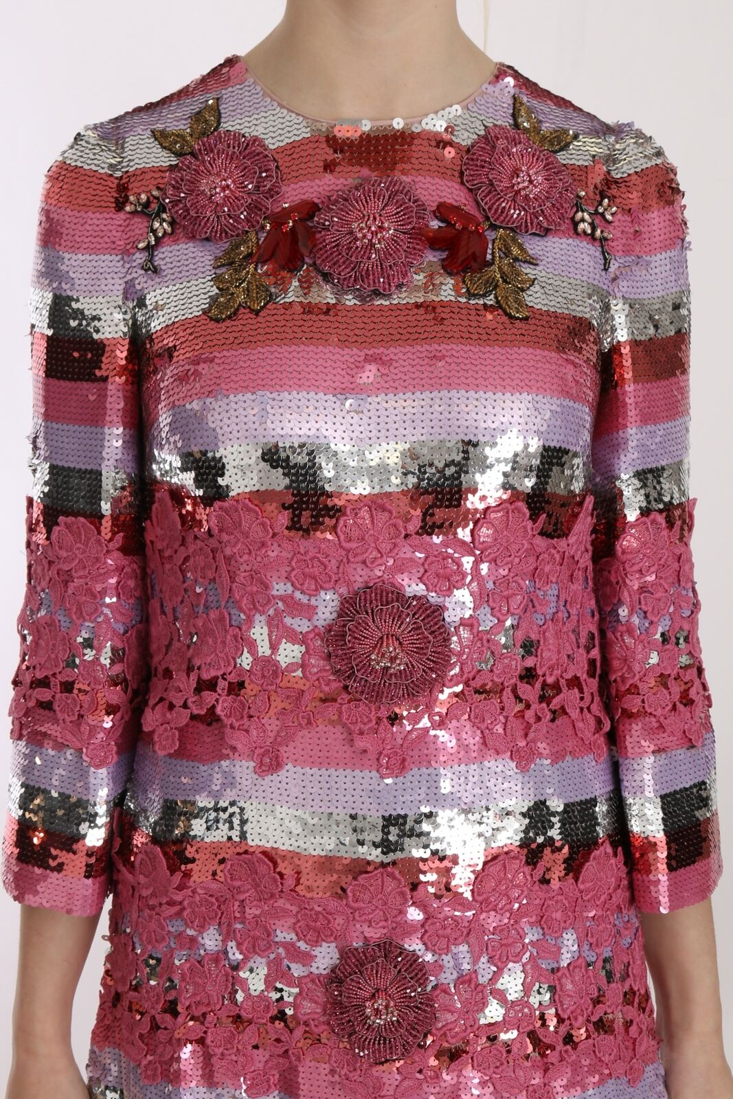 Robe longue à sequins rose opulente Dolce &amp; Gabbana