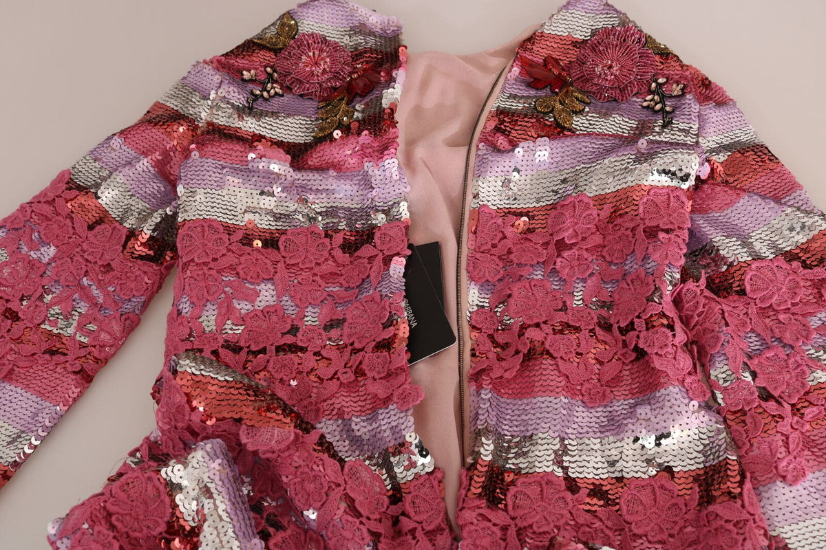 Robe longue à sequins rose opulente Dolce &amp; Gabbana