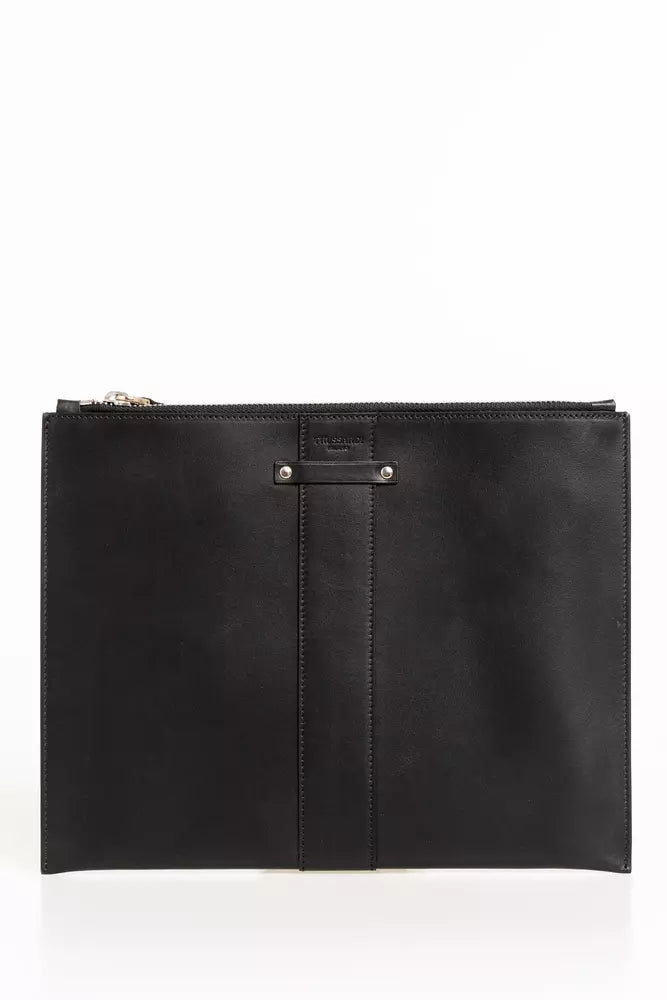 Pochette de poche élégante en cuir noir Trussardi