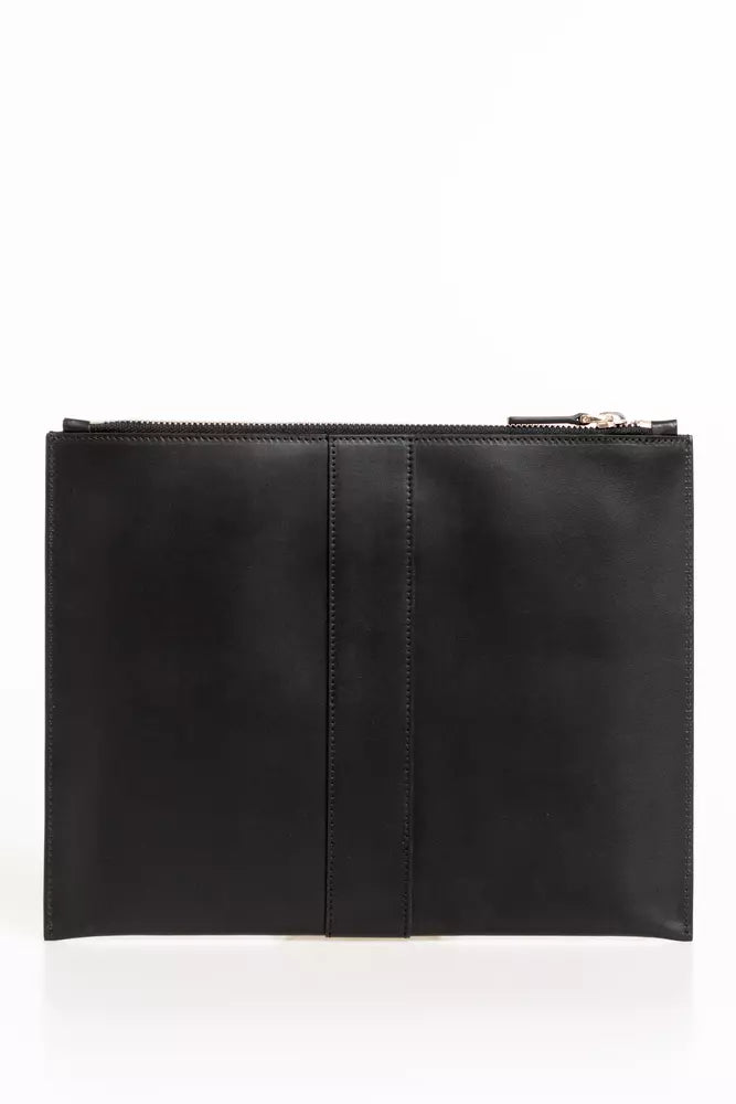 Pochette de poche élégante en cuir noir Trussardi