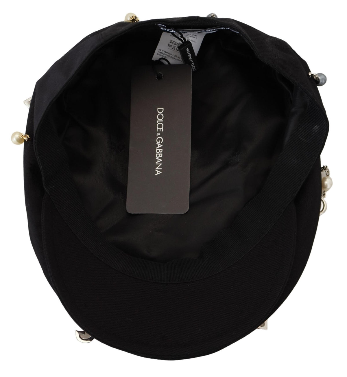 Chapeau gavroche élégant en coton noir Dolce &amp; Gabbana