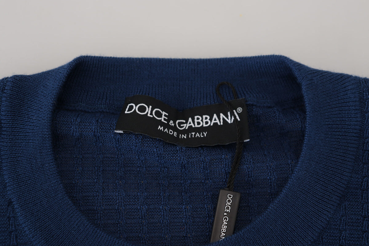 Pull élégant en cachemire et soie bleu pour homme Dolce &amp; Gabbana