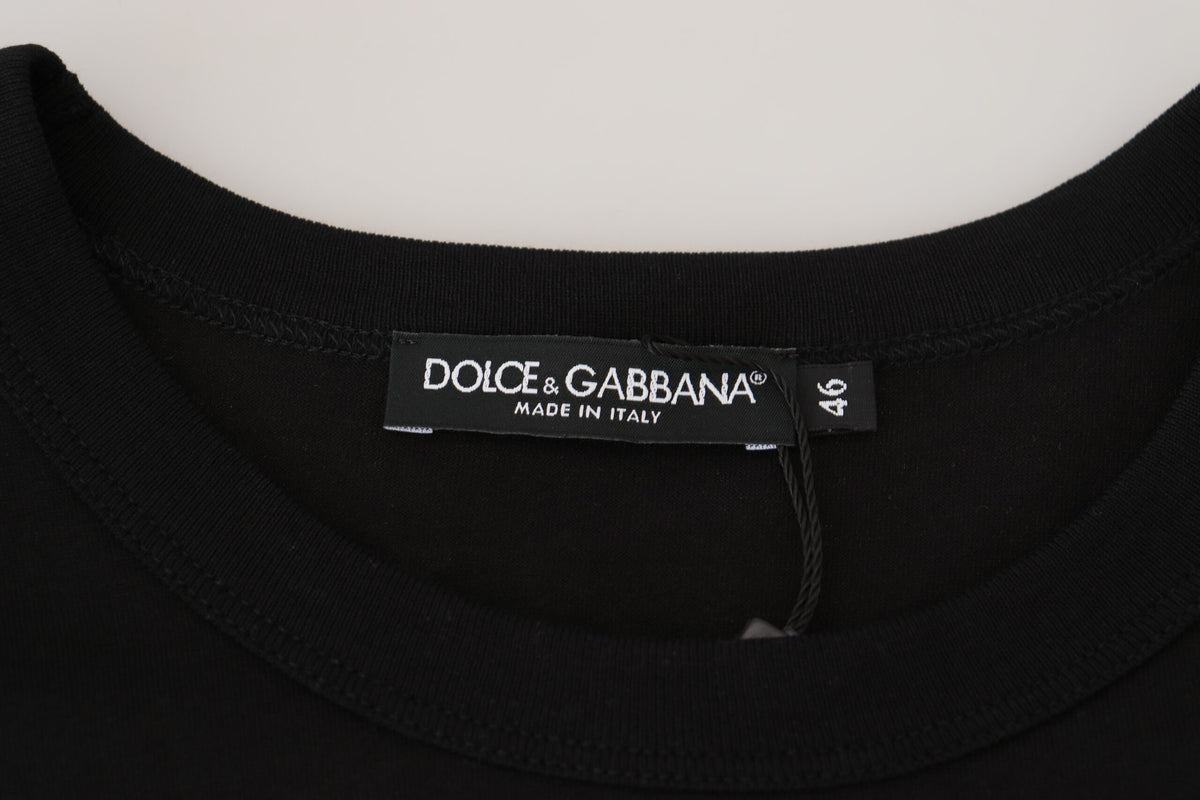 Camiseta elegante de algodón negra Dolce &amp; Gabbana para el hombre moderno