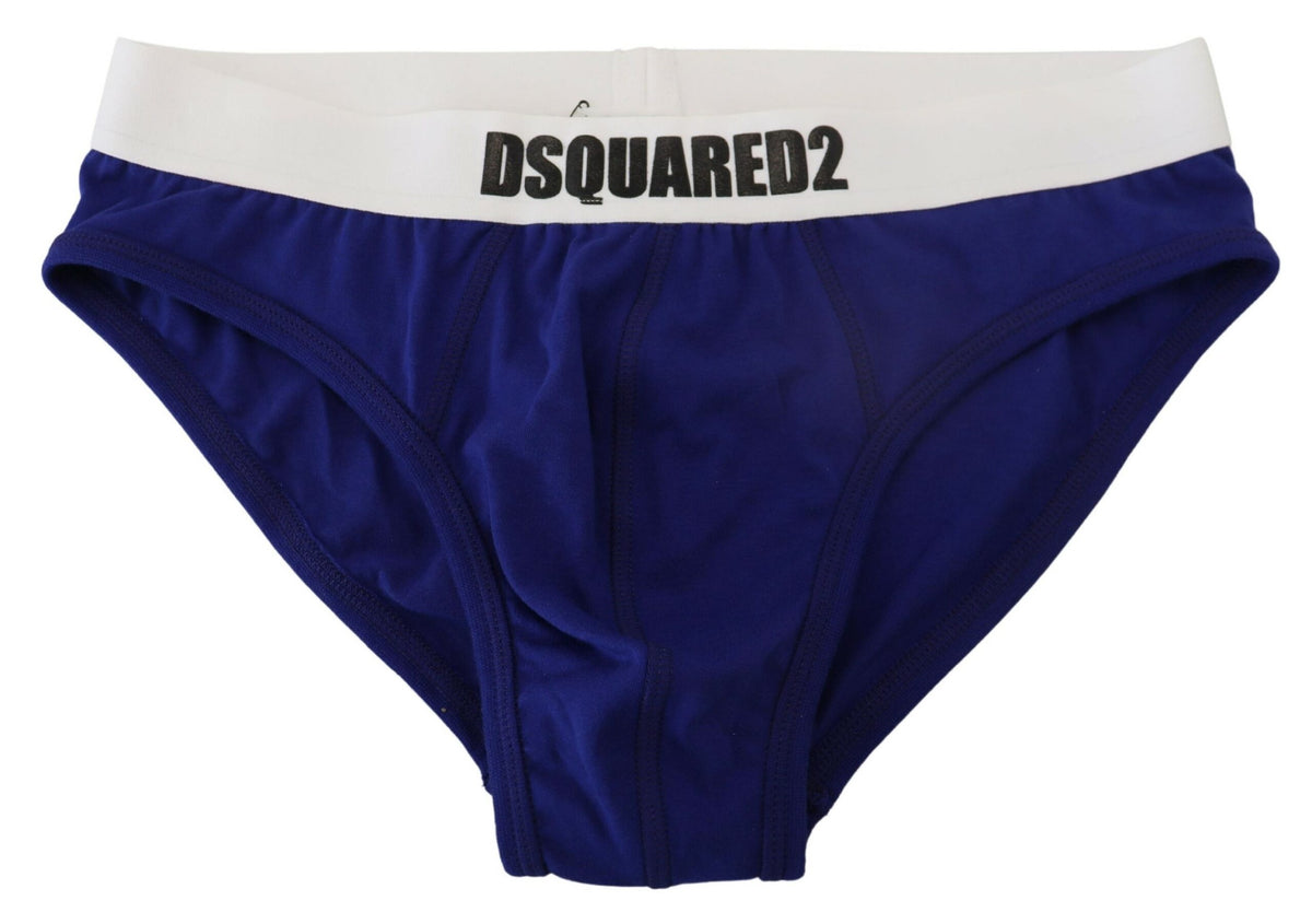 Slip chic en coton mélangé bleu et blanc Dsquared²