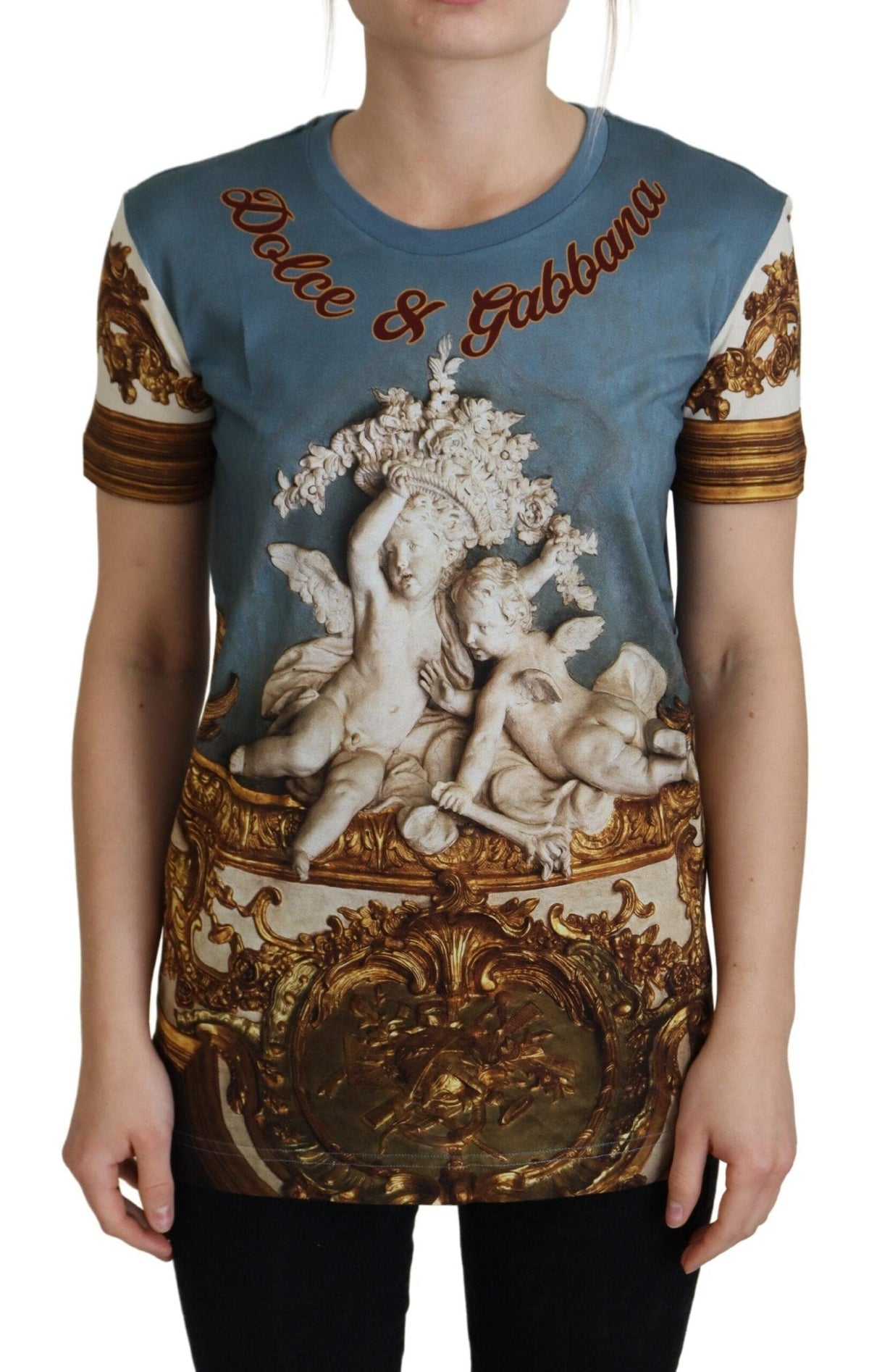 T-shirt décontracté en coton imprimé ange chic Dolce &amp; Gabbana