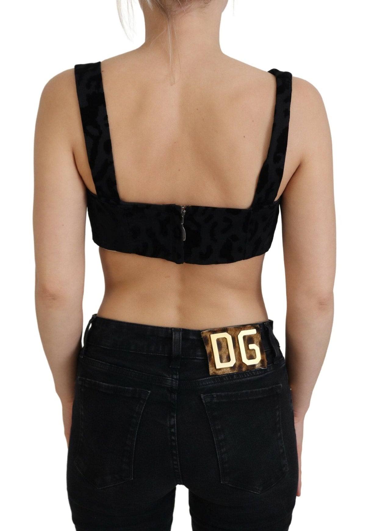 Dolce &amp; Gabbana Haut bustier corset en coton mélangé noir élégant