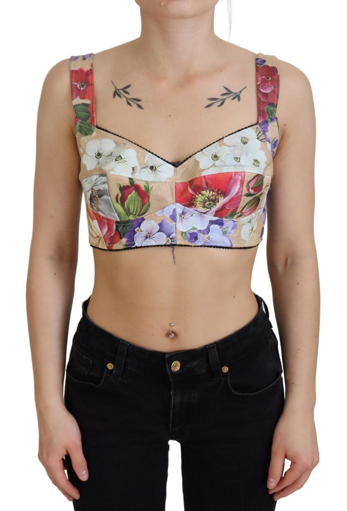 Dolce & Gabbana Floral Print Bustier Crop Top