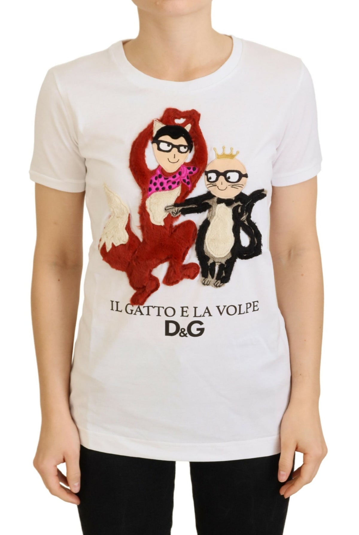 Camiseta de algodón de diseño con estampados icónicos de Dolce &amp; Gabbana