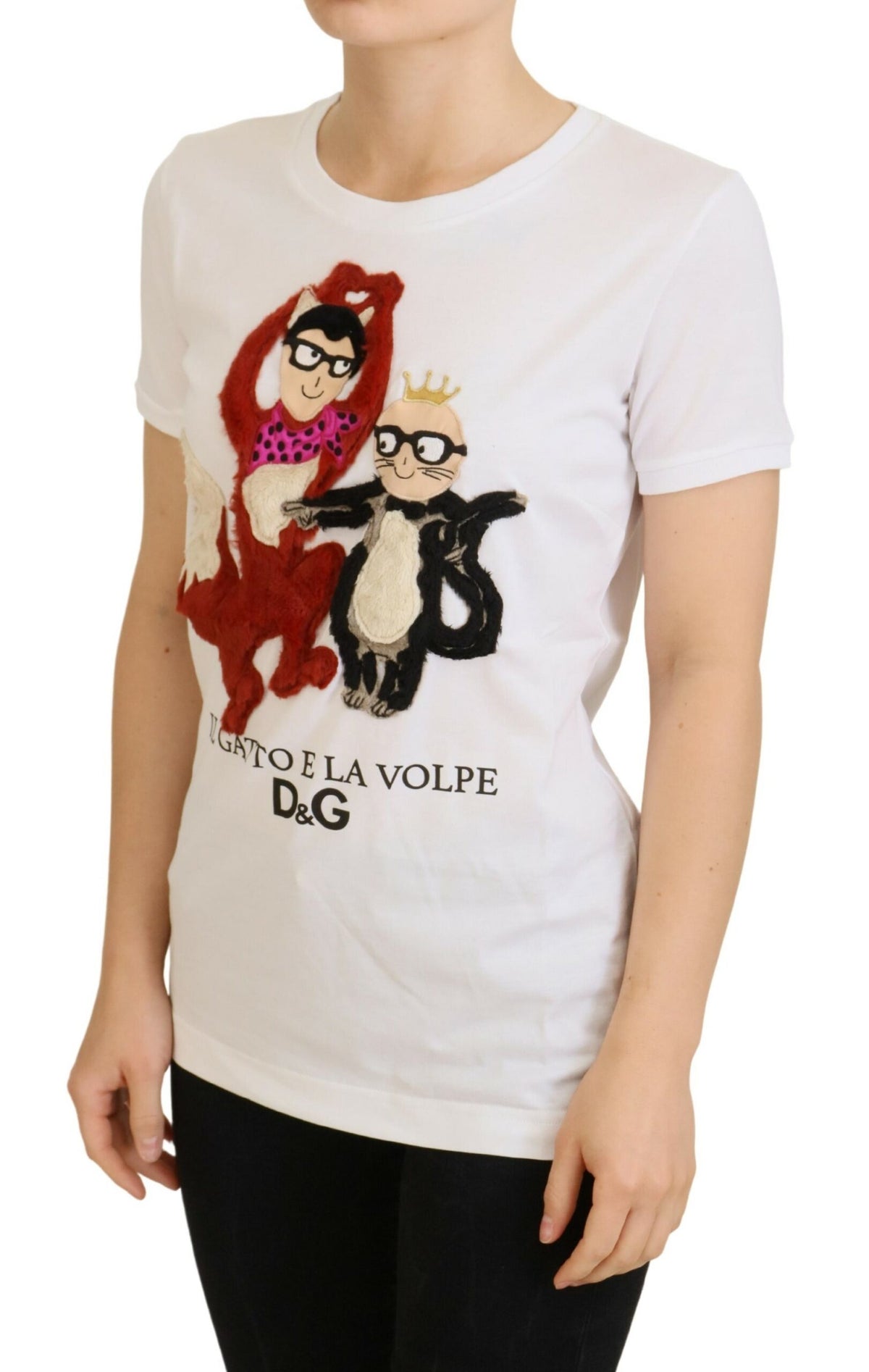 Camiseta de algodón de diseño con estampados icónicos de Dolce &amp; Gabbana